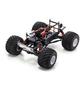A Kyosho USA-1 VE Electric 1/8 Scale ReadySet Brushless Monster Truck with large tires and an intricate chassis design showcasing various mechanical components