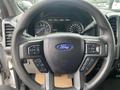 Steering wheel of a 2019 Ford F-150 featuring the Ford logo and various control buttons