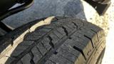 A close-up view of a tire tread from a 2019 RAM 3500 showing detailed grooves and patterns for traction