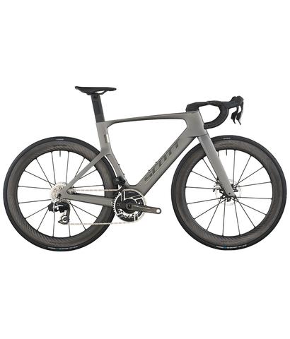 2026 Scott Foil RC Ultimate Road Bike in grey with aerodynamic frame design and thin wheels built for speed and performance