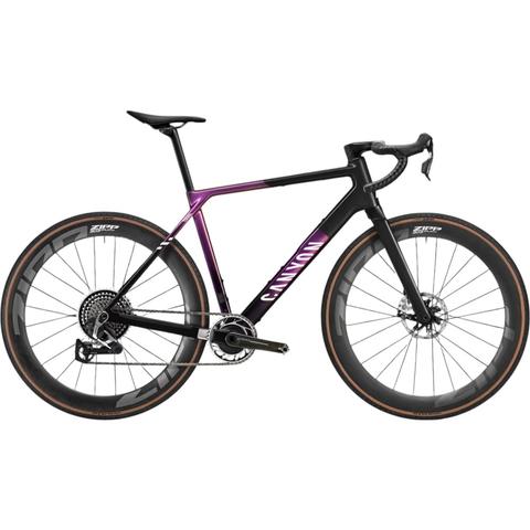 2026 Canyon Grail CFR SRAM Red AXS Carbon Gravel Road Bike featuring a sleek design with a purple gradient frame and high-performance Zipp wheels