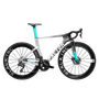 2026 Factor One Campagnolo Super Record Carbon Aero Road Bike with a sleek design featuring a silver and turquoise color scheme and high-performance components