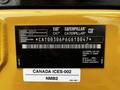 A yellow machinery identification plate for a 2024 Caterpillar 306 with model number and product identification information