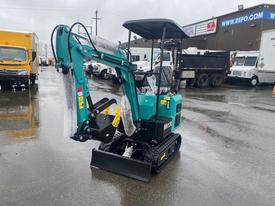 2024 AGT Industrial MH12R Mini Excavator with teal body and black tracks features safety packaging and controls for excavation tasks