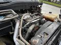 Close-up view of the engine compartment of a 2013 International DuraStar showing various engine components and hoses