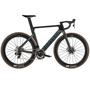 2024 Canyon Aeroad CFR AXS Road Bike featuring a sleek design with deep section wheels and a lightweight frame in black and turquoise colors