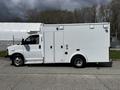 A white 2013 Chevrolet Express van with a boxy design featuring multiple compartments and a smooth body shape