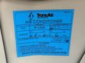 Label for a Trans/Air air conditioner showing refrigerant type R-134A and instructions for use with various specifications and caution notes