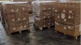Pallets of sealed boxes containing Bitmain Antminer S21 XP (270Th) SHA256 Bitcoin ASIC miners wrapped in plastic film