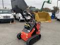 A red AGT Industrial LRT23 compact track loader with a raised bucket and rubber tracks designed for various construction tasks